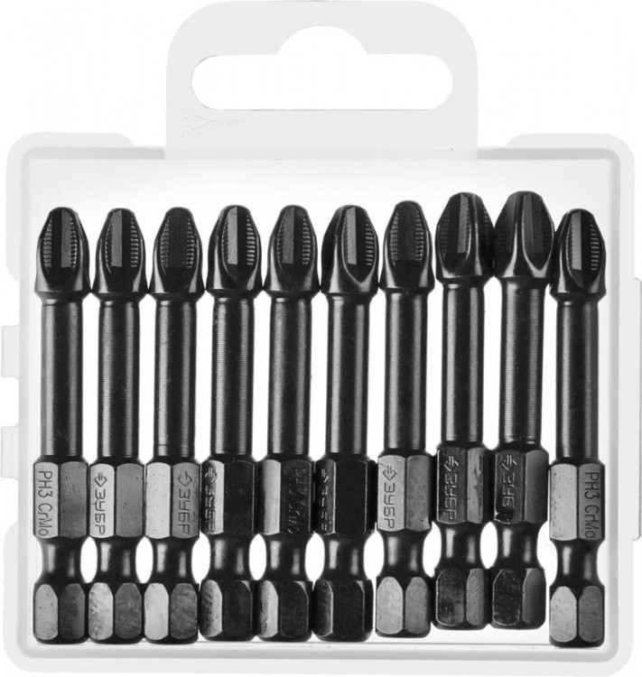 Профессиональные кованые ударные биты ЗУБР 26021-3-50-S10 предназначены для монтажа и демонтажа резьбовых соединений. Торсионная зона предорхраняет наконечник от разрушения. Надежный контакт благодаря точной геометрии. Hамагниченный шлиц обеспечивает допо