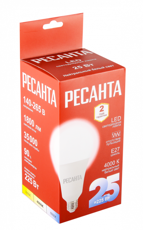Лампа светодиодная Ресанта LL-R-A95-25W-230-4K-E27