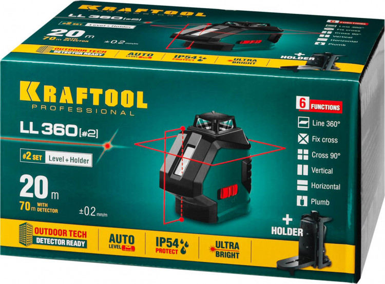 Лазерный уровень построитель плоскостей KRAFTOOL 34645-2