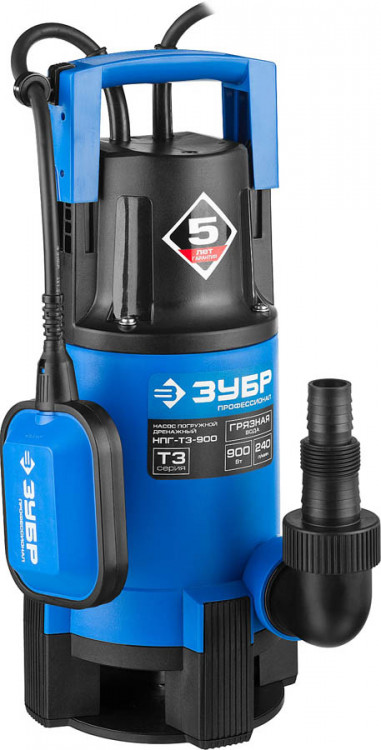 Насос дренажный погружной для грязной воды ЗУБР НПГ-Т3-900