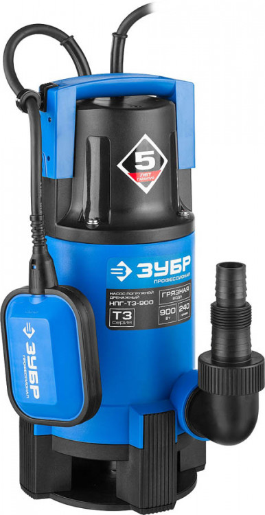 Насос дренажный погружной для грязной воды ЗУБР НПГ-Т3-900