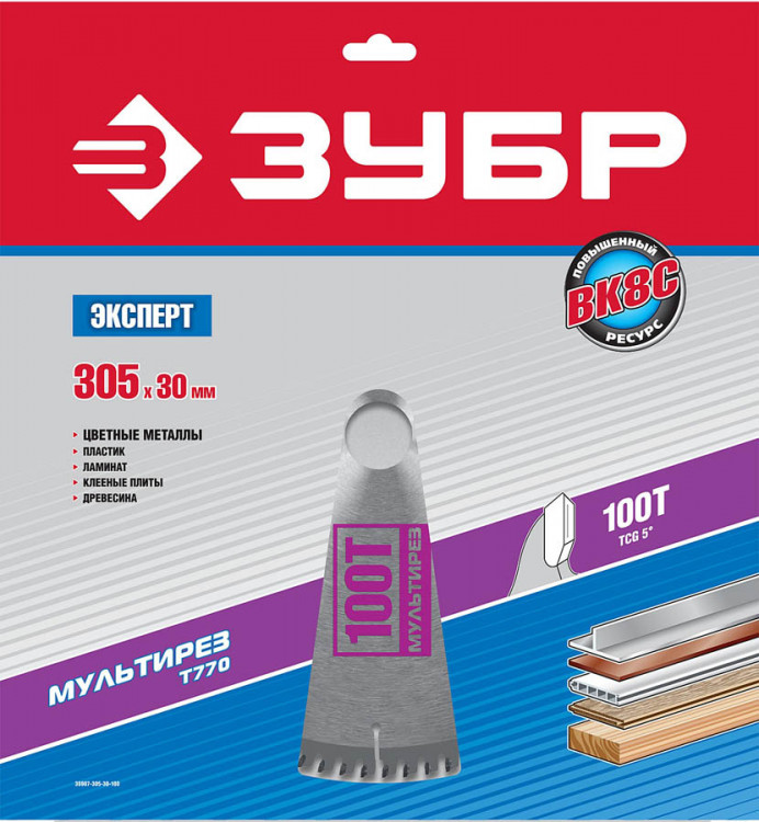 Пильный диск по дереву универсальный ЗУБР 36907-305-30-100