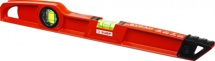 Уровень строительный ЗУБР 34723-040 предназначен для контроля горизонтальности и вертикальности поверхностей. Две цельные противоударные ампулы. Фрезерованная базовая поверхность. С углами 45° и 90° на корпусе. Литой усиленный корпус.