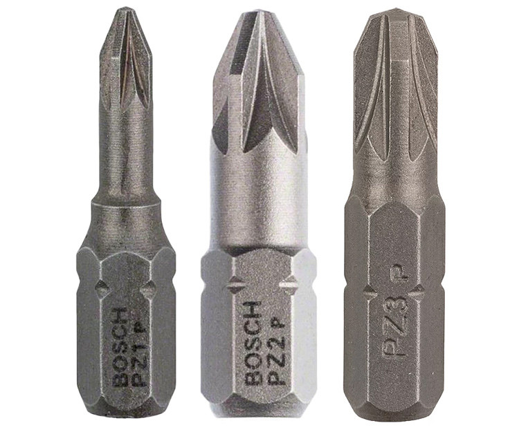 Биты Bosch PZ1, PZ2, PZ3 XH, 25 мм