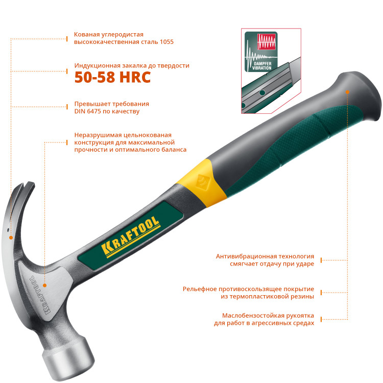 Молоток-гвоздодер KRAFTOOL 20270