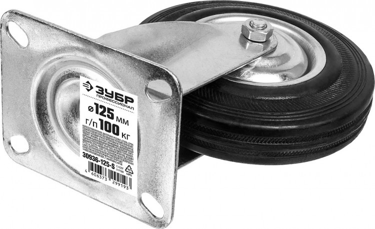 Колесо поворотное ЗУБР 30936-125-S применяются для перемещения тележек и легковесного оборудования. Рекомендуется для полов с неровностями и препятствиями