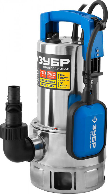 Насос дренажный погружной для грязной воды ЗУБР НПГ-Т3-750-С