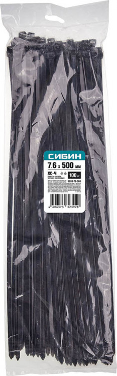 Хомуты нейлоновые черные СИБИН 3788-76-500