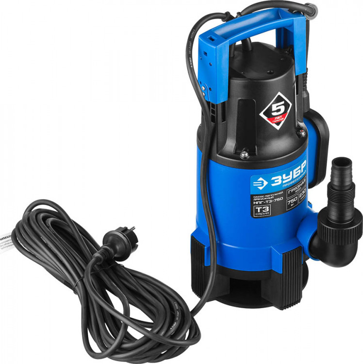 Насос дренажный погружной для грязной воды ЗУБР НПГ-Т3-750