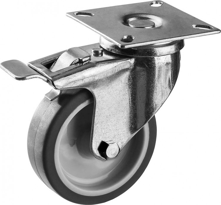 Колесо поворотное c тормозом ЗУБР 30946-75-B применяются для перемещения тележек и легковесного оборудования. Рекомендуется для полов с неровностями и препятствиями