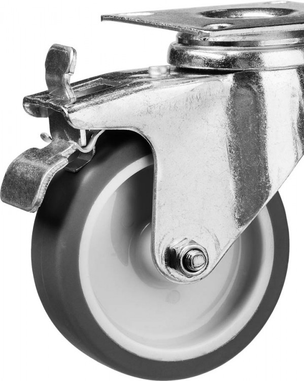 Колесо поворотное c тормозом ЗУБР 30946-75-B применяются для перемещения тележек и легковесного оборудования. Рекомендуется для полов с неровностями и препятствиями
