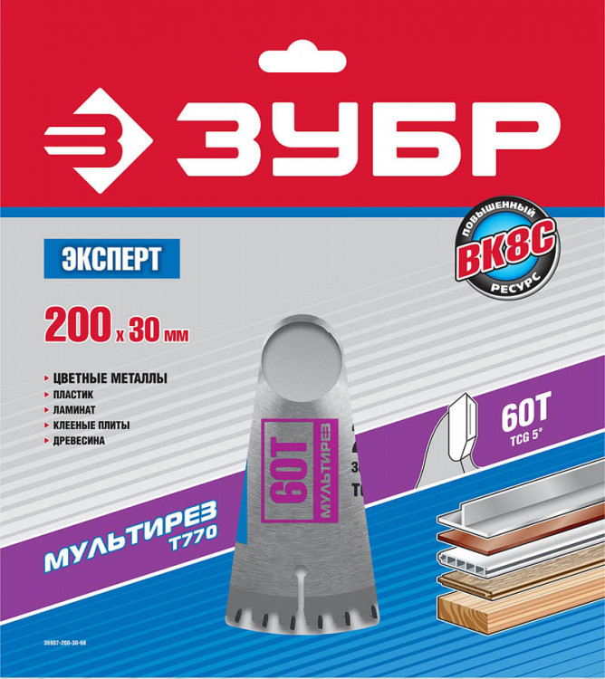 Пильный диск по дереву универсальный ЗУБР 36907-200-30-60