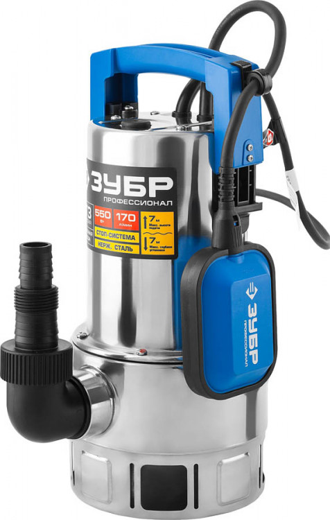 Насос дренажный погружной для грязной воды ЗУБР НПГ-Т3-550-С