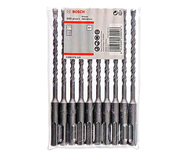 Бур Bosch SDS-Plus-1, 10х100х160 мм, 10 шт.