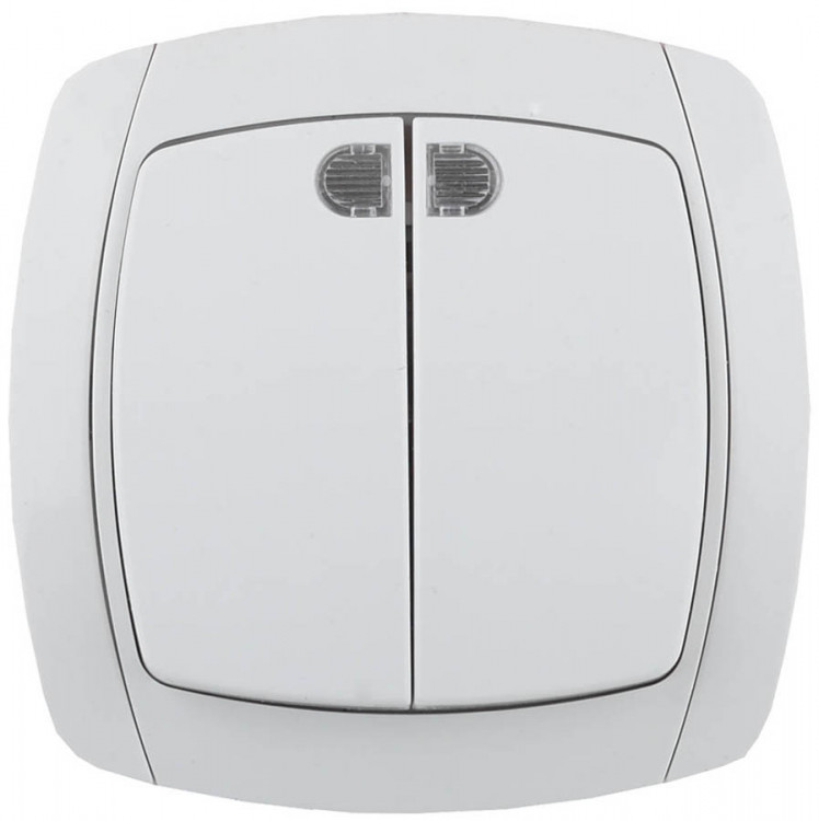 Двухклавишный выключатель с индикатором СВЕТОЗАР CITY LIGHT SV-54235-W