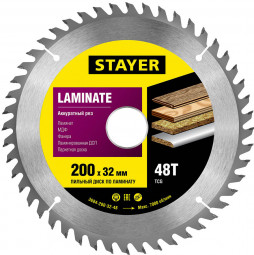 Пильный диск по ламинату STAYER 3684-200-32-48
