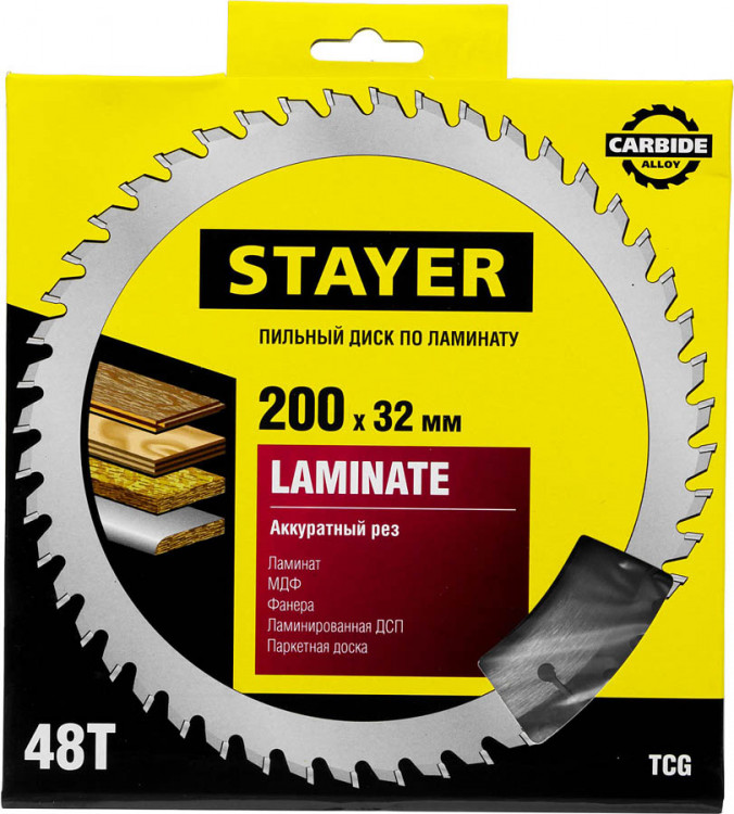 Пильный диск по ламинату STAYER 3684-200-32-48
