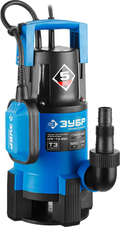 Насос дренажный погружной для грязной воды ЗУБР НПГ-Т3-550