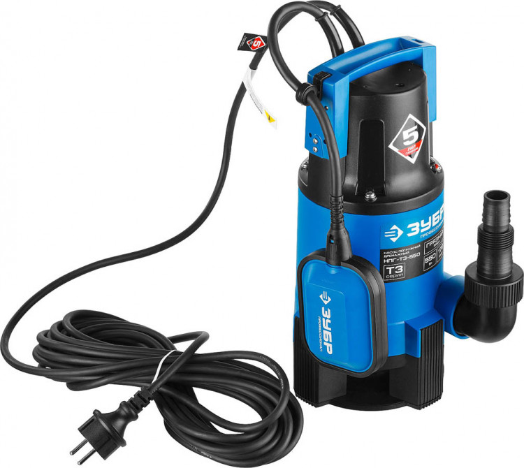 Насос дренажный погружной для грязной воды ЗУБР НПГ-Т3-550