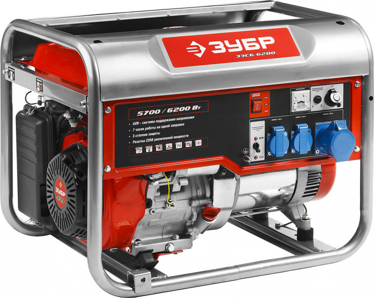 Бензиновый электрогенератор ЗУБР ЗЭСБ-6200
