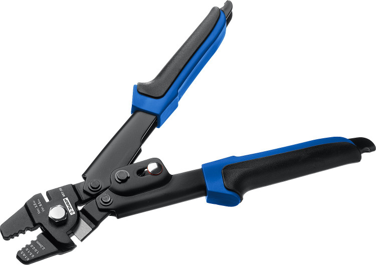 Клещи профессиональные кованые КОТ-25 ЗУБР 23347 предназначены для обжима и резки троса до 2.2 мм. Клещи 2 в 1: обжимные клещи и тросорез уникальной конструкции. Удобный стальной фиксатор ручек в сложенном состоянии для безопасного хранения инструмента. Э