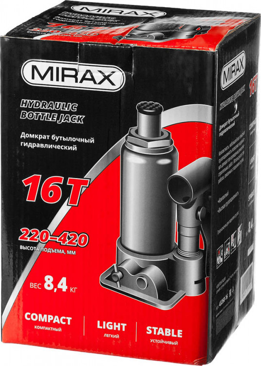 Домкрат гидравлический бутылочный MIRAX 43260-16
