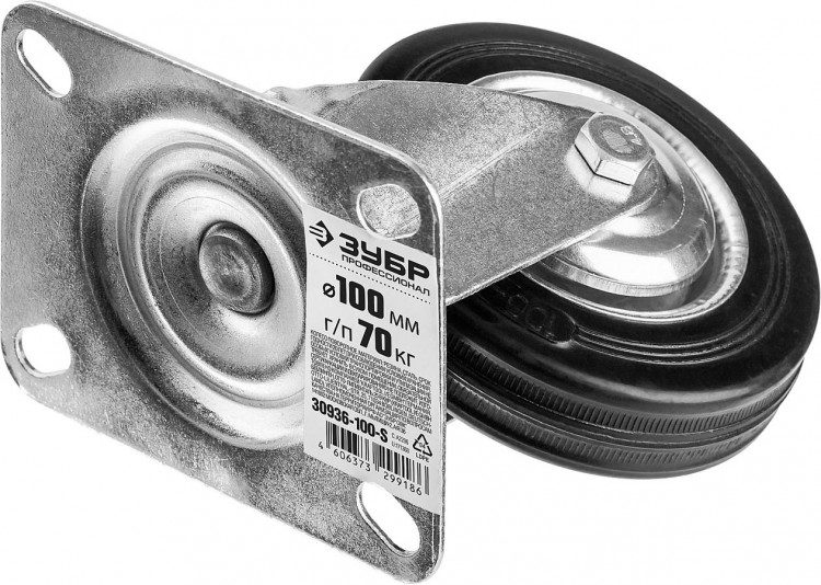 Колесо поворотное ЗУБР 30936-100-S применяются для перемещения тележек и легковесного оборудования. Рекомендуется для полов с неровностями и препятствиями