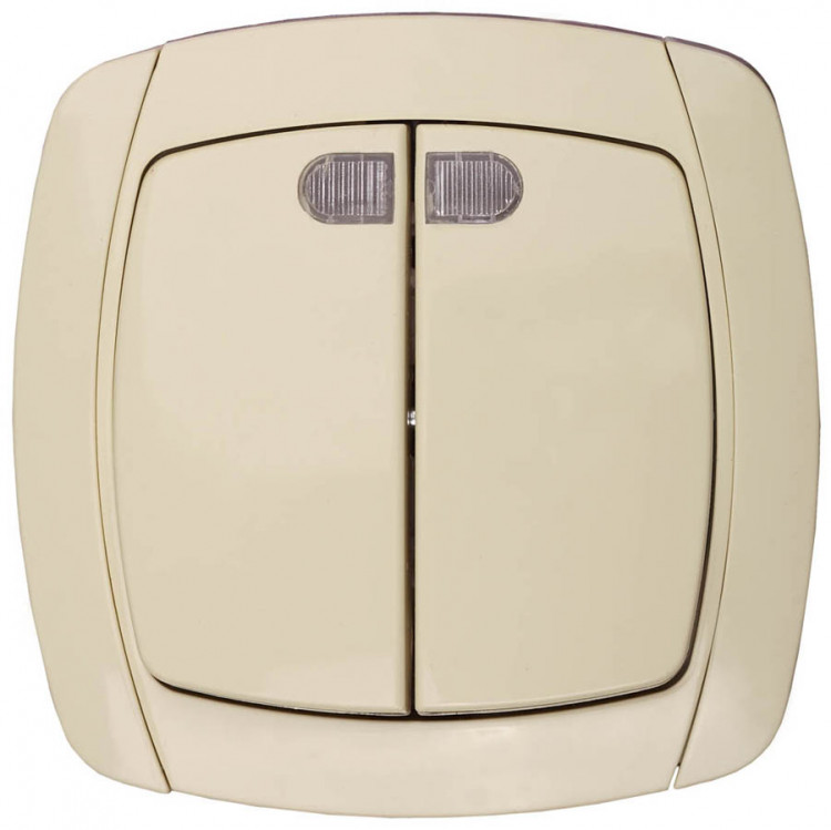 Двухклавишный выключатель с индикатором СВЕТОЗАР CITY LIGHT SV-54235-B