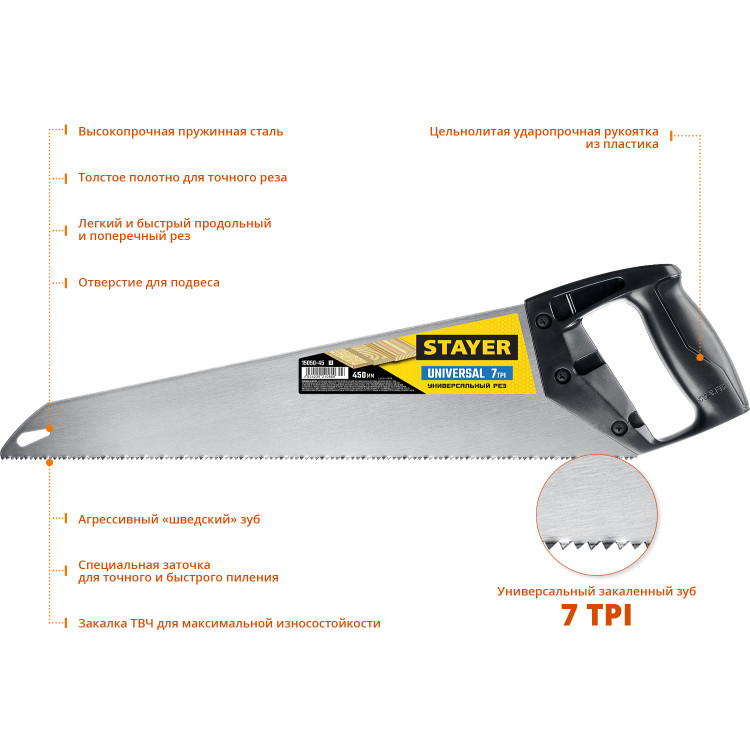 Ножовка универсальная (пила) Universal STAYER 15050-45_z03