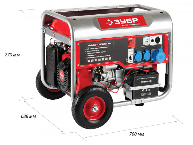 Бензиновый электрогенератор ЗУБР ЗЭСБ-5500-ЭН