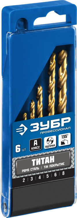 Набор сверл по металлу ЗУБР 29615-H6