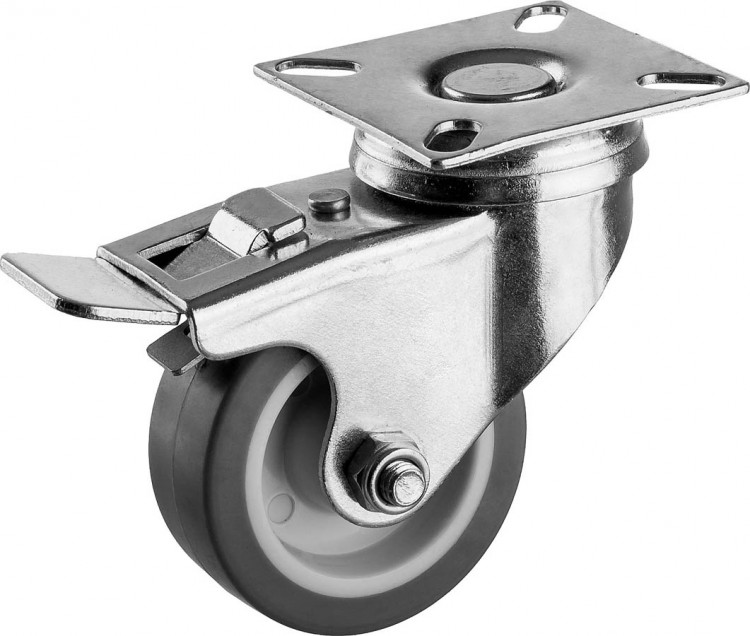 Колесо поворотное c тормозом ЗУБР 30946-50-B применяются для перемещения тележек и легковесного оборудования. Рекомендуется для полов с неровностями и препятствиями