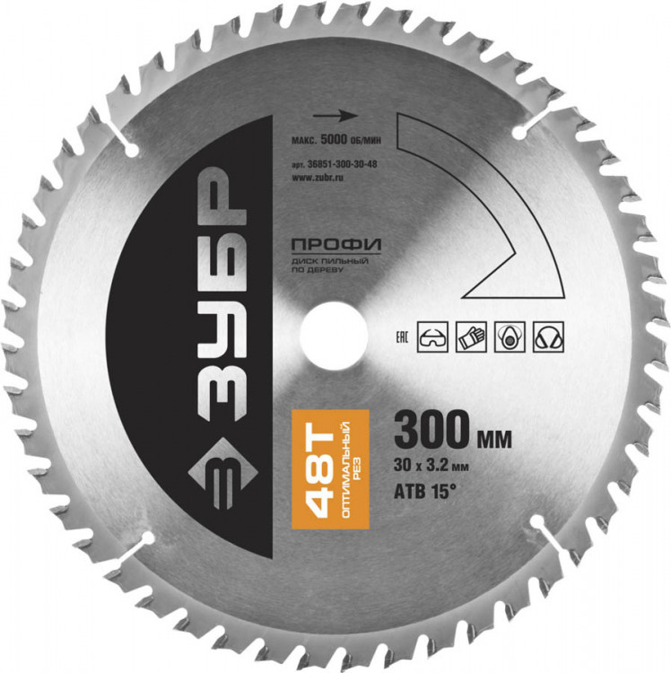 Пильный диск по дереву ЗУБР 36851-300-30-48