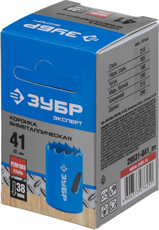 Буровая коронка биметаллическая ЗУБР 29531-041_z01