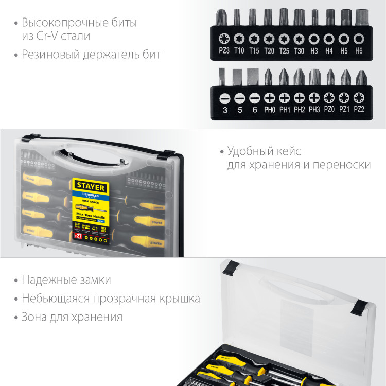 Отвертки с магнитным наконечником STAYER 25827