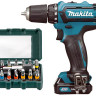 Аккумуляторная дрель-шуруповерт MAKITA DF331DWYE + набор бит