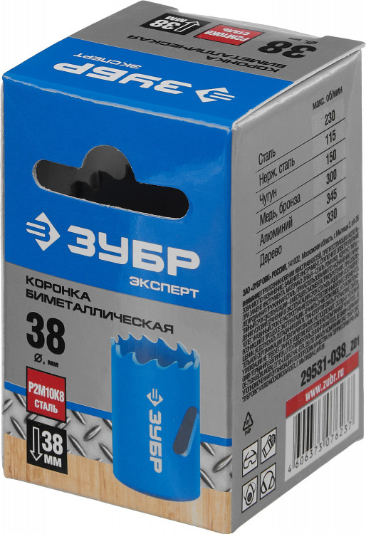 Буровая коронка биметаллическая ЗУБР 29531-038_z01