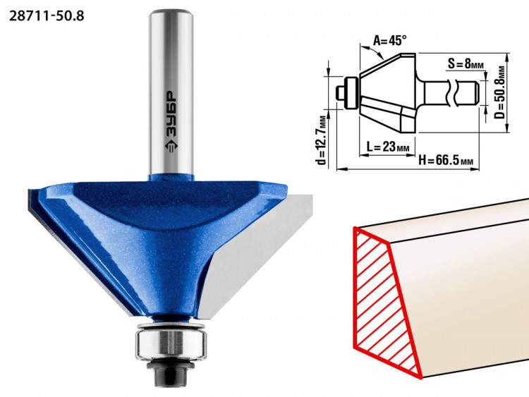 Фреза кромочная калевочная(фасочная) №9 ЗУБР 28711-50.8