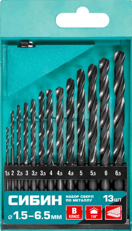 Набор спиральных сверел по металлу СИБИН 29610-H13