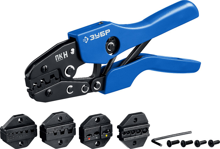 Набор пресс-клещи ЗУБР с 5 сменными матрицами 45455