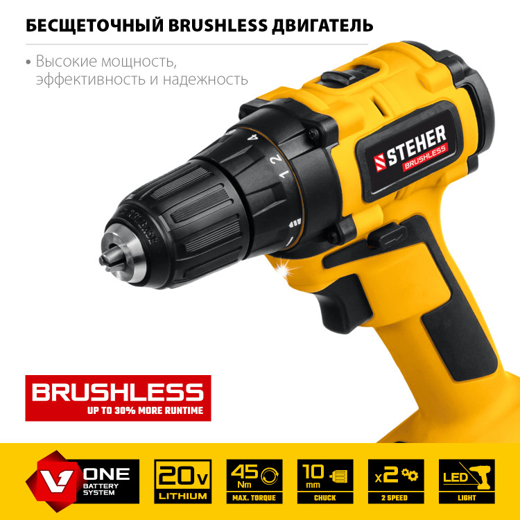 Аккумуляторная дрель шуруповерт STEHER CDB-200-2