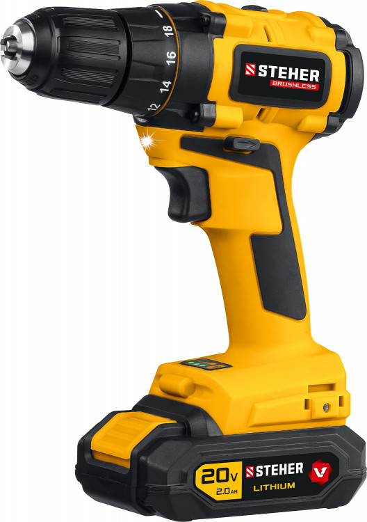 Аккумуляторная дрель шуруповерт STEHER CDB-200-2