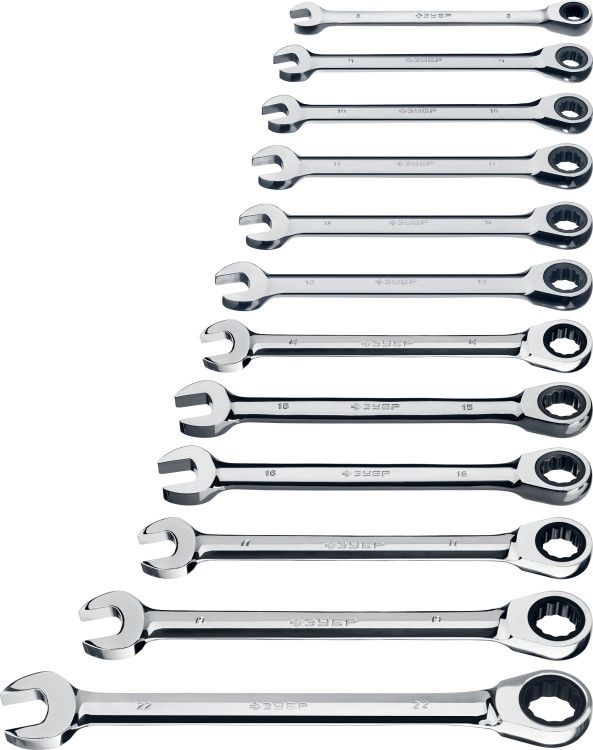 Набор комбинированных гаечных ключей трещоточных ЗУБР 27075-H12_z01