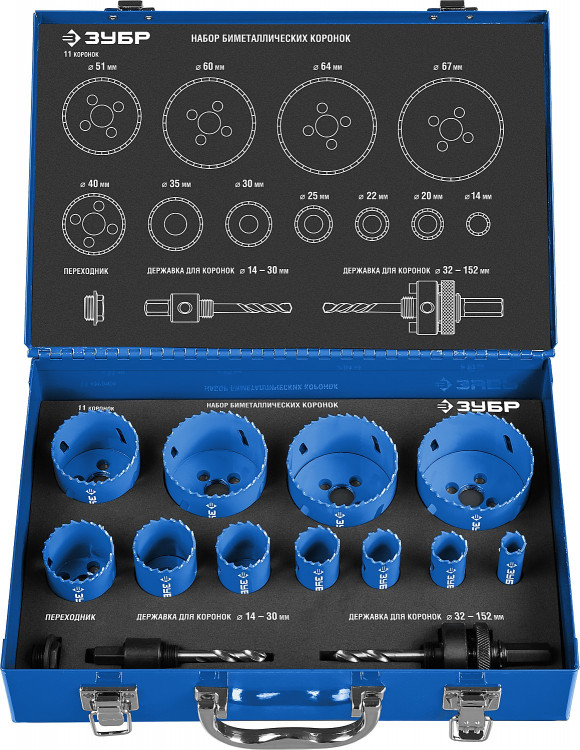 Набор коронок биметаллических ЗУБР 29531-H11