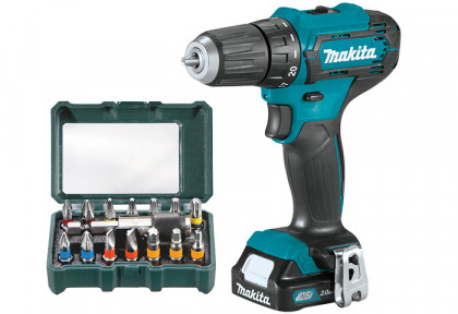 Аккумуляторная дрель-шуруповерт MAKITA DF333DWAE + набор бит