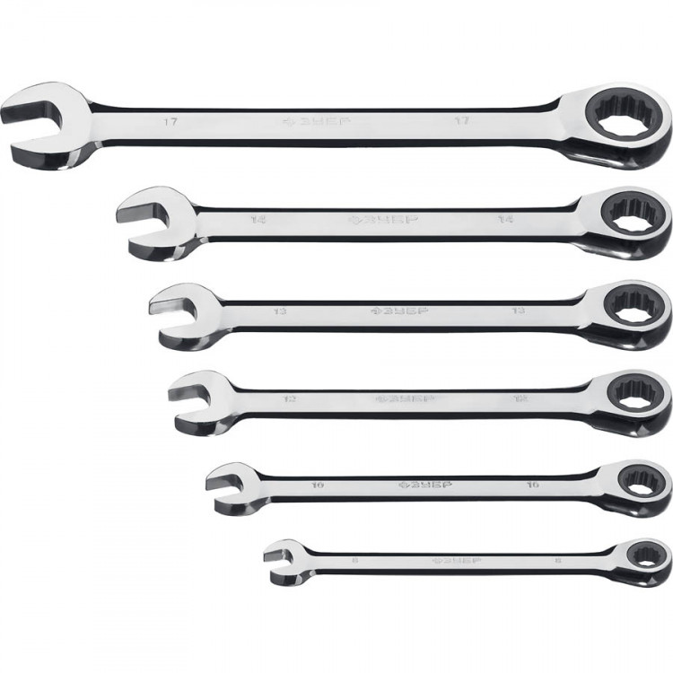 Набор комбинированных гаечных ключей трещоточных ЗУБР 27074-H6_z01