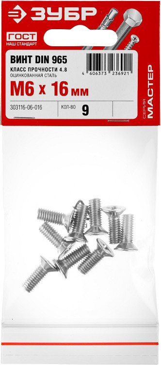 Винты ЗУБР 303116-06-016