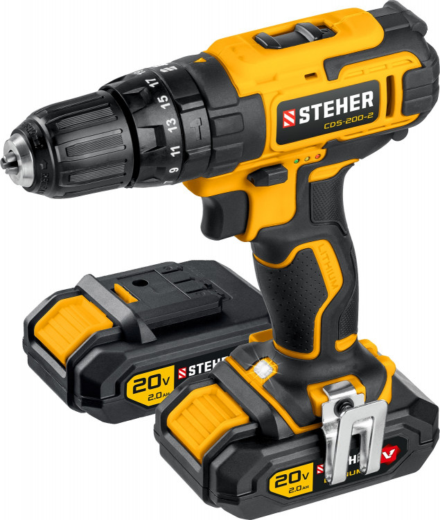 Аккумуляторная дрель шуруповерт STEHER CDS-200-2