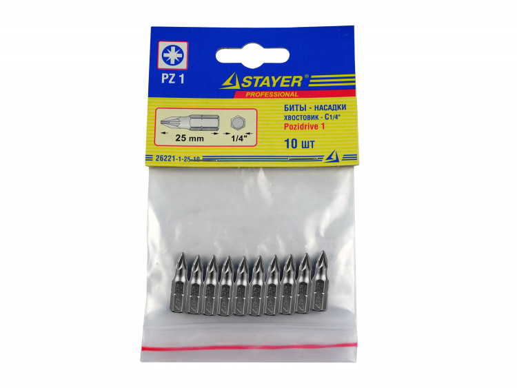Бита для шуруповерта STAYER 26221-1-25-10