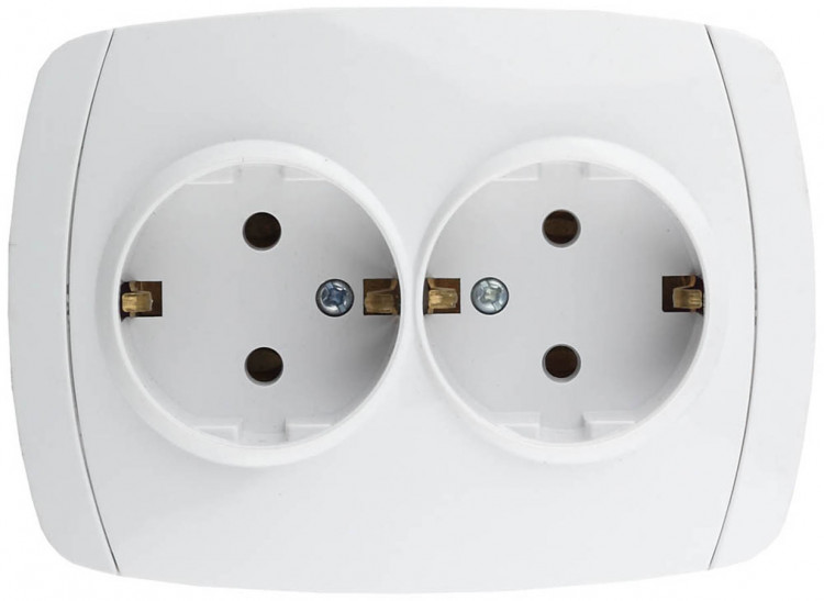 Двойная розетка с заземлением СВЕТОЗАР CITY LIGHT LIGHT SV-54207-W